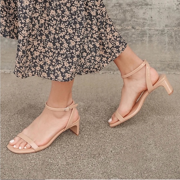 Lulus minimalist Everleigh Light Nude Patent Ankle Strap High Heel Sandals - Picture 5 of 5